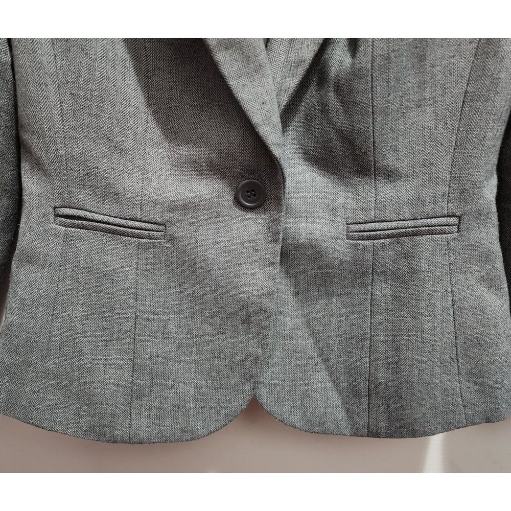 Ann Taylor LOFT Women's Blazer Jacket One Button Wool Blend Gray Career Size 2 - Picture 3 of 8